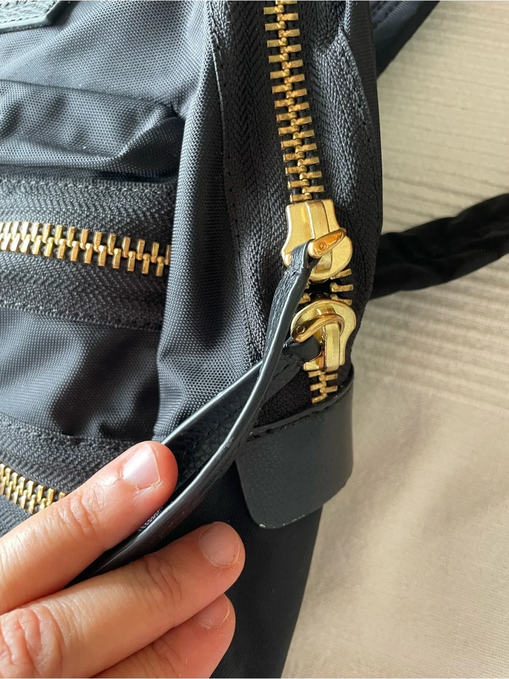 Marc Jacobs Black Mini Backpack with Gold Hardware